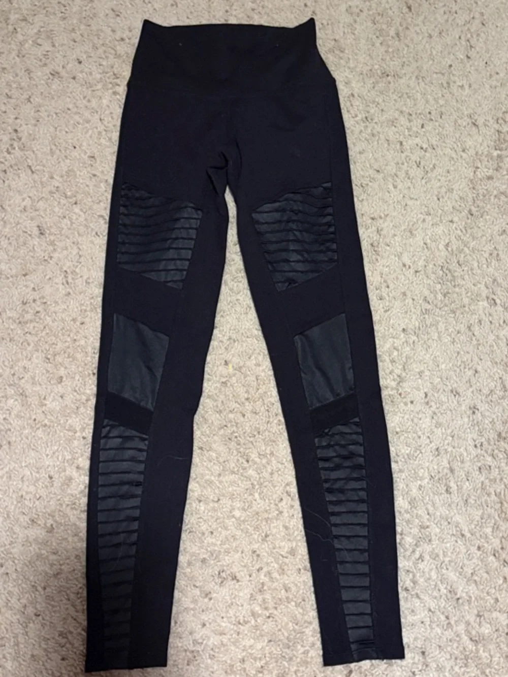 ALO Yoga Black High-Waist Moto Panel Jeggings